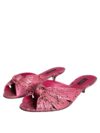 Dolce & Gabbana Sandale cu toc kitten din piele de piton roz - imagine 3