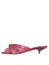 Dolce & Gabbana Sandale cu toc kitten din piele de piton roz - imagine 7