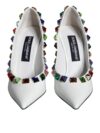 Pantofi cu toc din piele albă Dolce & Gabbana cu cristale - imagine 2