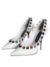 Pantofi cu toc din piele albă Dolce & Gabbana cu cristale - imagine 3