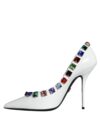 Pantofi cu toc din piele albă Dolce & Gabbana cu cristale - imagine 5