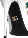 Pantofi cu toc din piele albă Dolce & Gabbana cu cristale - imagine 6