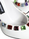 Pantofi cu toc din piele albă Dolce & Gabbana cu cristale - imagine 8