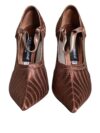 Pantofi cu toc Dolce & Gabbana din viscoză maro cu curea la gleznă - imagine 2