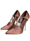 Pantofi cu toc Dolce & Gabbana din viscoză maro cu curea la gleznă - imagine 3