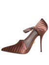 Pantofi cu toc Dolce & Gabbana din viscoză maro cu curea la gleznă - imagine 5