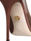 Pantofi cu toc Dolce & Gabbana din viscoză maro cu curea la gleznă - imagine 6