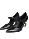 Pantofi cu toc Dolce & Gabbana din piele neagră cu logo - imagine 3