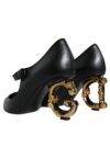 Pantofi cu toc Dolce & Gabbana din piele neagră cu logo - imagine 4