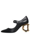 Pantofi cu toc Dolce & Gabbana din piele neagră cu logo - imagine 7