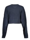 Pulover Tommy Hilfiger albastru cu guler rotund și detalii contrastante - imagine 2