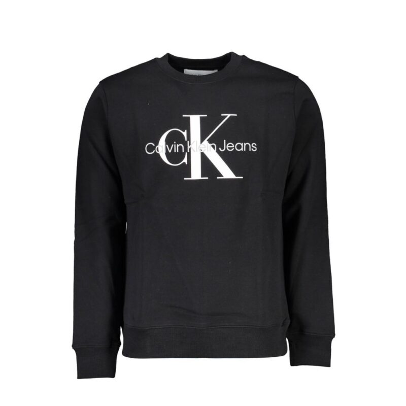 Calvin Klein Hanorac negru din bumbac cu guler rotund
